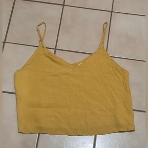 Oak + Fort Cropped V-Neck Cami — Mustard Yellow (Size S)